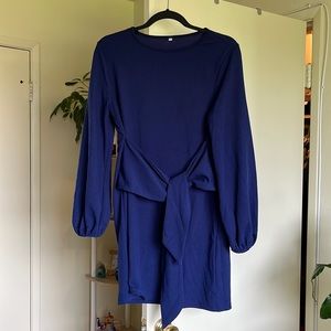 Tie waist long sleeve dress